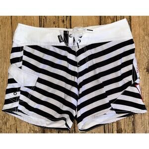 Volcom Women’s Size 5 Black White Striped Shorts